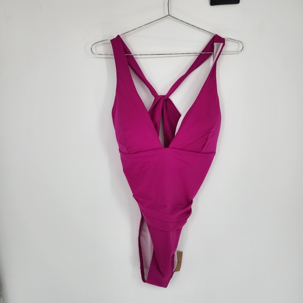 Boden US 12 Mykonos Bright Fuchsia Deep V Swimsuit NWT